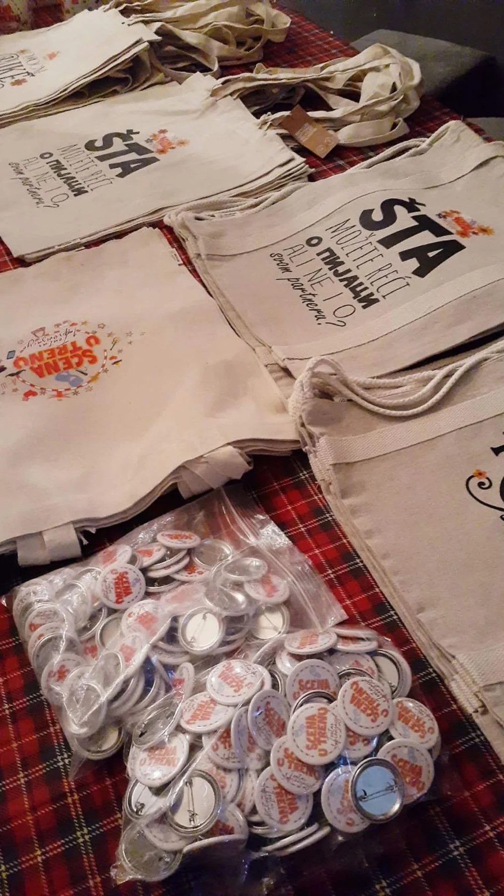 Printed tote and small promotional items